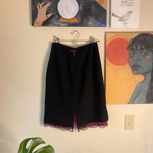 Vintage Black & Pink Midi Skirt (M)